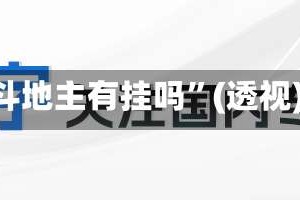 重磅来袭“手机斗地主有挂吗”(透视)辅助透视教程