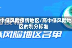 高中低风险疫情地区/高中低风险地区的划分标准