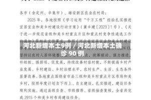 河北新增本土9例／河北新增本土确诊 90 例