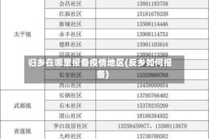 归乡在哪里报备疫情地区(反乡如何报备)