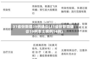 31省份新增19例确诊(31省份新增确诊19例本土病例14例)