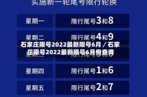 石家庄限号2022最新限号6月／石家庄限号2022最新限号6月份查询