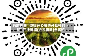 辅助神器“微信开心麻将开挂神器下载”开挂神器{透视辅助}全揭秘
