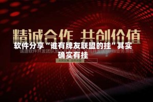 软件分享“谁有牌友联盟的挂”其实确实有挂