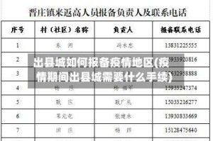 出县城如何报备疫情地区(疫情期间出县城需要什么手续)