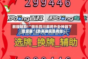 教程辅助!“微乐四川麻将外卦神器下载安装”(原来确实是有挂)