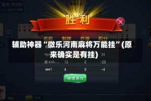 辅助神器“微乐河南麻将万能挂”(原来确实是有挂)