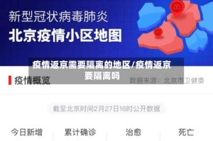 疫情返京需要隔离的地区/疫情返京要隔离吗