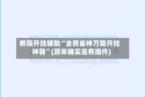 教程开挂辅助“全民雀神万能开挂神器”(原来确实是有插件)