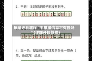 玩家必看教程“手机微信麻将有挂吗”(详细开挂教程)
