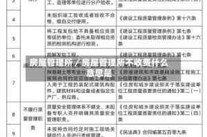 房屋管理所／房屋管理所不收费什么意思是