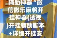 辅助神器“微信微乐麻将开挂神器(透视)开挂辅助脚本+详细开挂安装教程