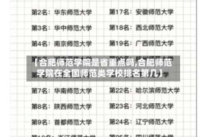 【合肥师范学院是省重点吗,合肥师范学院在全国师范类学校排名第几】