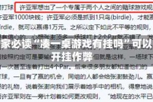 玩家必读“凑一桌游戏有挂吗”可以开挂作弊