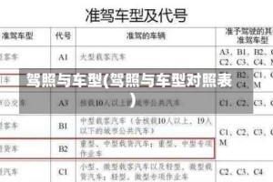 驾照与车型(驾照与车型对照表)