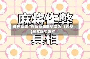 教程辅助“微乐辅助器免费版”(透视)其实确实有挂