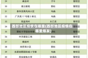 西部地区疫情在哪里(西部地区疫情在哪里爆发)