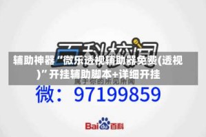 辅助神器“微乐透视辅助器免费(透视)”开挂辅助脚本+详细开挂