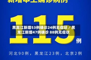 黑龙江新增53例确诊24例无症状／黑龙江新增47例确诊 88例无症状
