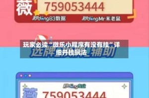 玩家必读“微乐小程序有没有挂”详细开挂玩法