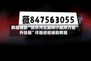 教程辅助“微乐河北麻将小程序万能开挂器”详细透视辅助教程