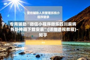 专用辅助“微信小程序微乐四川麻将外卦神器下载安装”(详细透视教程)-知乎
