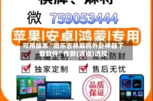 可用版本“微乐吉林麻将外卦神器下载软件”作弊(透视)透视