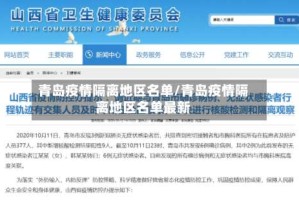 青岛疫情隔离地区名单/青岛疫情隔离地区名单最新