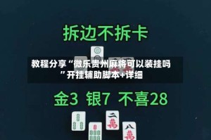 教程分享“微乐贵州麻将可以装挂吗”开挂辅助脚本+详细
