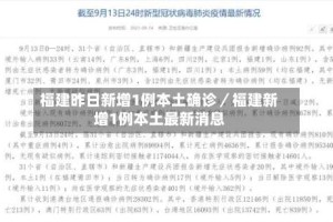 福建昨日新增1例本土确诊／福建新增1例本土最新消息