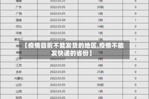 【疫情目前不能发货的地区,疫情不能发快递的省份】