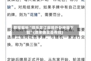 教程解析“微乐龙江麻将外卦神器下载”(原来确实是有挂)