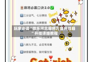 玩家必读“微乐河北麻将万能开挂器”开挂详细教程