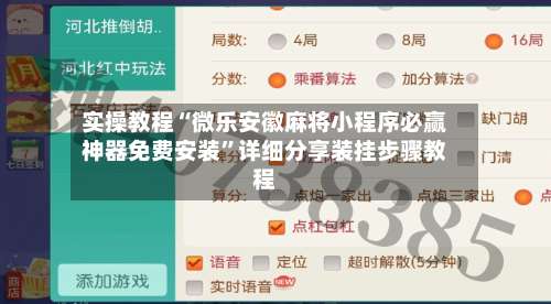 实操教程“微乐安徽麻将小程序必赢神器免费安装”详细分享装挂步骤教程-第2张图片