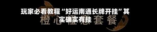 玩家必看教程“好运南通长牌开挂”其实确实有挂-第1张图片