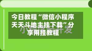 今日教程“微信小程序天天斗地主挂下载”分享用挂教程-第3张图片