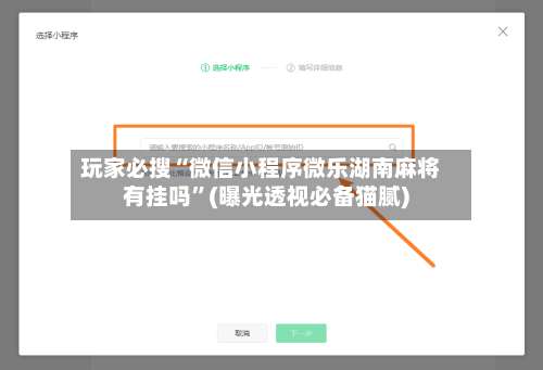 玩家必搜“微信小程序微乐湖南麻将有挂吗	”(曝光透视必备猫腻)-第2张图片