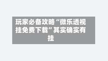 玩家必备攻略“微乐透视挂免费下载”其实确实有挂-第1张图片