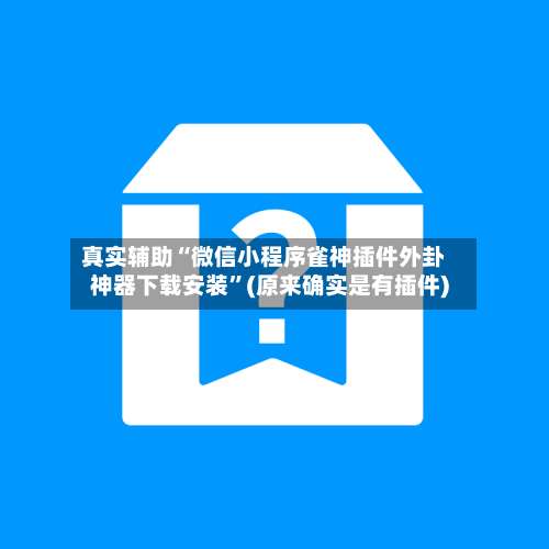真实辅助“微信小程序雀神插件外卦神器下载安装”(原来确实是有插件)-第3张图片