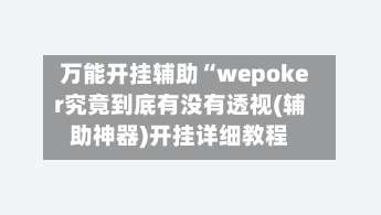 万能开挂辅助“wepoker究竟到底有没有透视(辅助神器)开挂详细教程-第1张图片