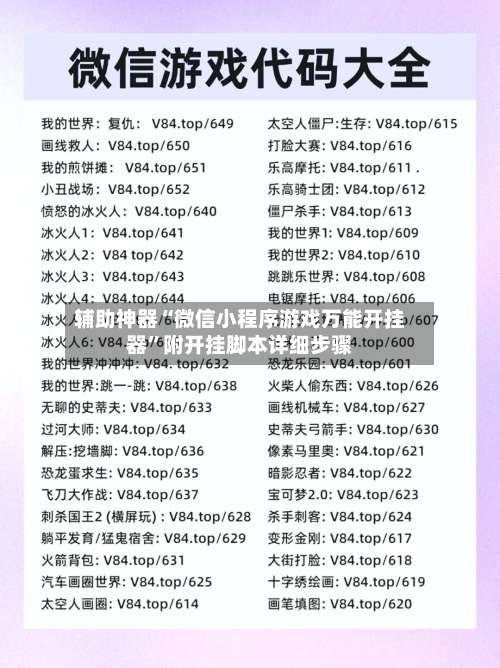 辅助神器“微信小程序游戏万能开挂器	”附开挂脚本详细步骤-第2张图片