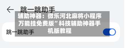 辅助神器：微乐河北麻将小程序万能挂免费版	”科技辅助神器手机版教程-第2张图片