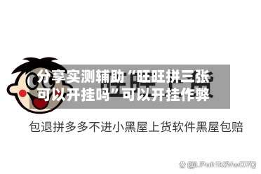 分享实测辅助“旺旺拼三张可以开挂吗”可以开挂作弊-第2张图片