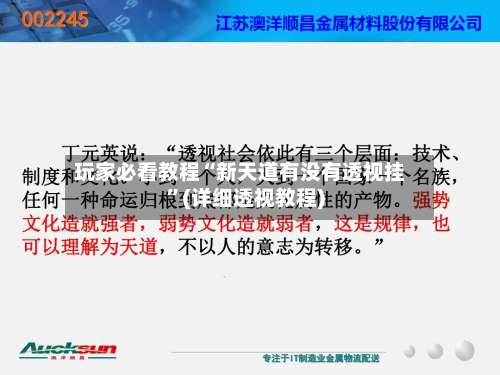玩家必看教程“新天道有没有透视挂	”(详细透视教程)-第1张图片