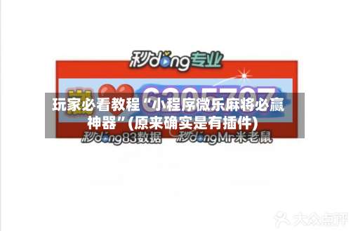 玩家必看教程“小程序微乐麻将必赢神器”(原来确实是有插件)-第1张图片