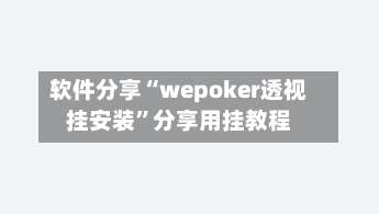 软件分享“wepoker透视挂安装”分享用挂教程-第2张图片