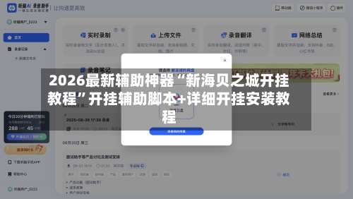 2026最新辅助神器“新海贝之城开挂教程”开挂辅助脚本+详细开挂安装教程-第1张图片