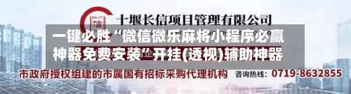 一键必胜“微信微乐麻将小程序必赢神器免费安装”开挂(透视)辅助神器-第2张图片