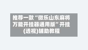 推荐一款“微乐山东麻将万能开挂器通用版”开挂(透视)辅助教程-第2张图片