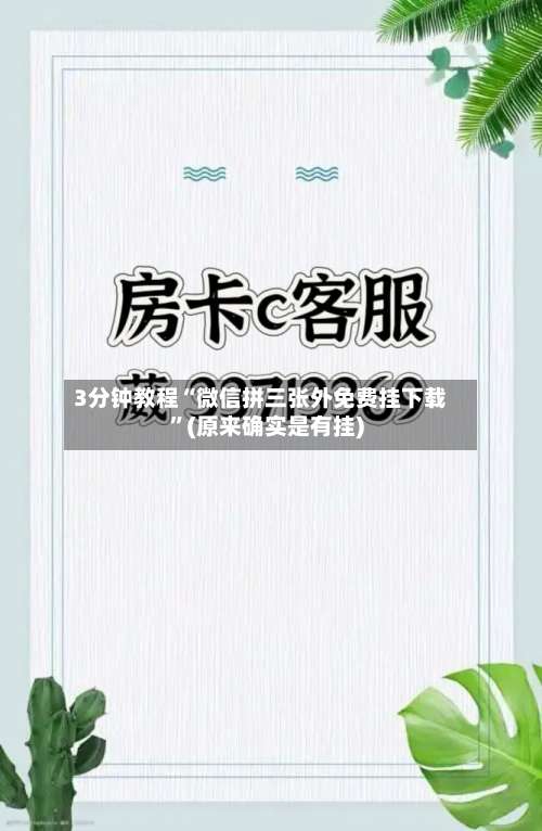 3分钟教程“微信拼三张外免费挂下载”(原来确实是有挂)-第1张图片